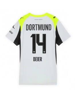 Borussia Dortmund Maximilian Beier #14 Auswärtstrikot für Frauen 2025-26 Kurzarm Borussia Dortmund Maximilian Beier #14 Auswärtstrikot für Frauen 2025-26 Kurzarm